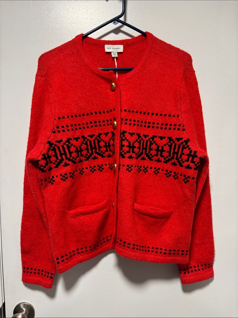 Free Assembly Fair Isle Cardigan in Red Rover